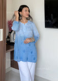 Eliza Ombre Mul Cotton Chikankari Short Kurti Top