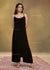 AstarQala - Ziya Chikankari Muslin Noodle Strap 3 piece Set - Black Kurti Palazzo & Dupatta - 110