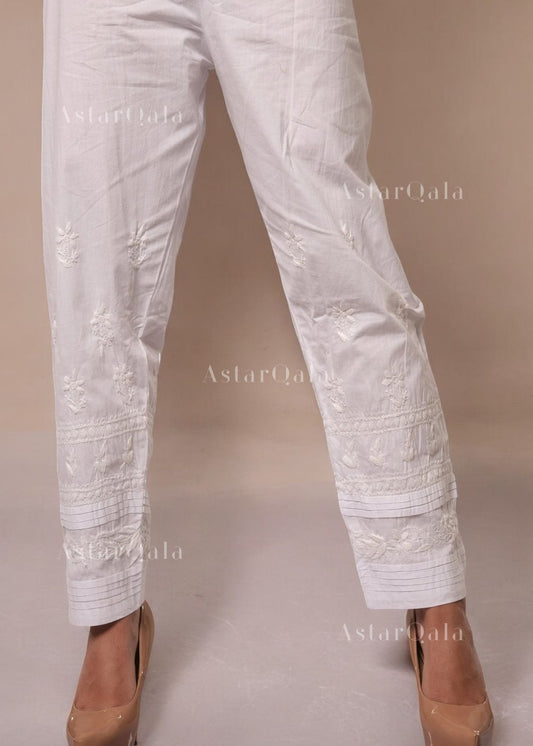 Sharmin Cotton Lucknowi Chikankari Stretchable Pants For Women