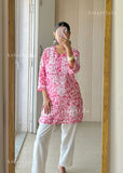 Iza Straight Chiffon Chikankari Printed Short Kurta Top For Women