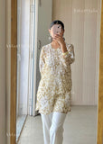 Iza Straight Chiffon Chikankari Printed Short Kurta Top For Women