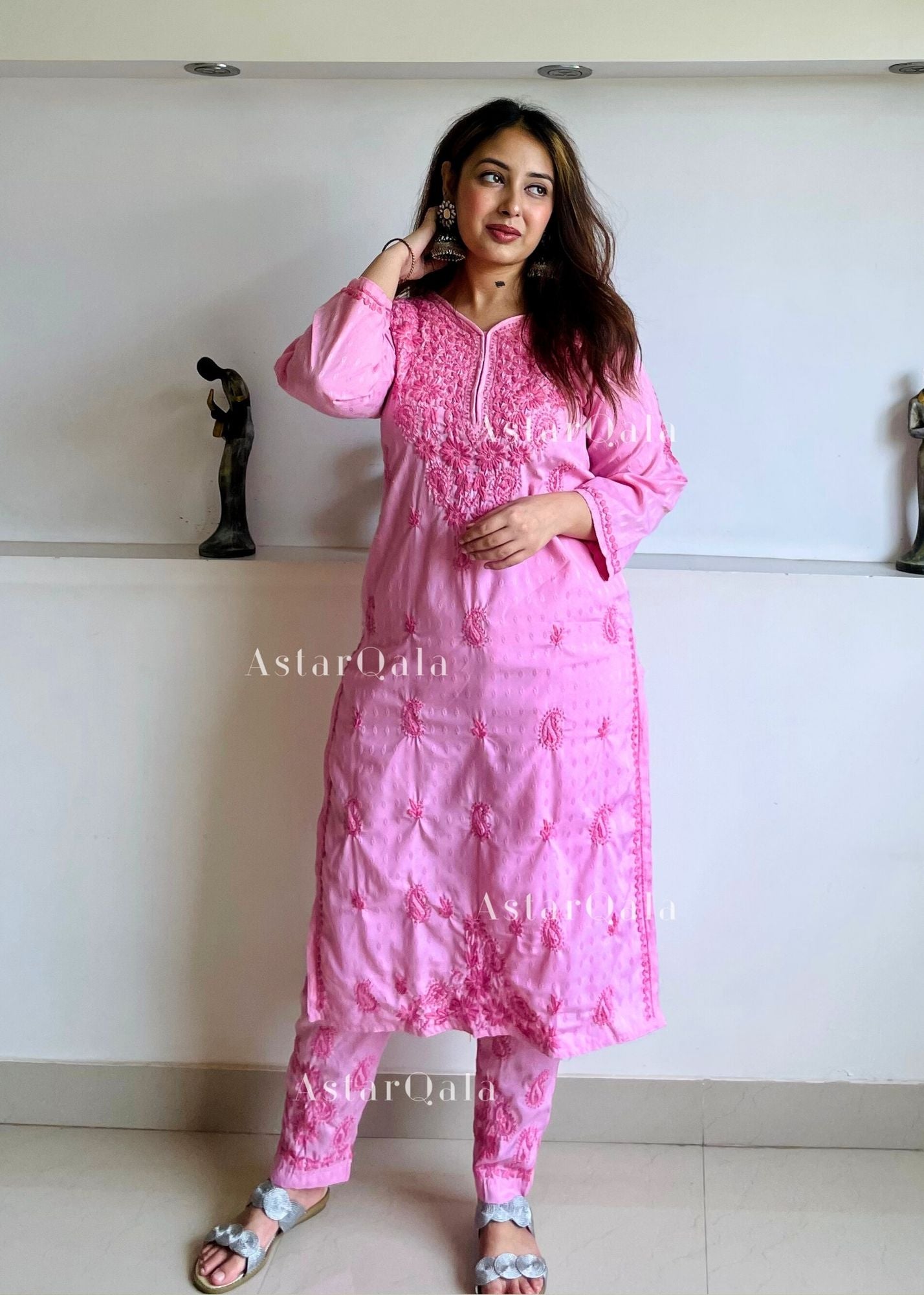 AstarQala - Jannat Chikankari Rayon 2 Piece Kurta & Pant Set - - 133_e043127a-d4bf-4f0b-ae52-77f0f842fe65