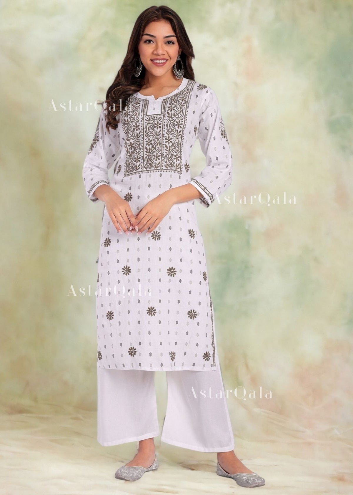 Eshra Chikankari Khadi Cotton Kurta For Women's