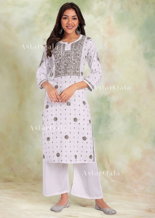 Eshra Chikankari Khadi Cotton Kurta For Women's