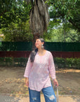 AstarQala - Ina Short Modal Chikankari Kurta Top - - 142_f432100e-2099-41ad-8441-de0c4a99e523