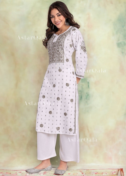 Eshra Chikankari Khadi Cotton Kurta For Women's