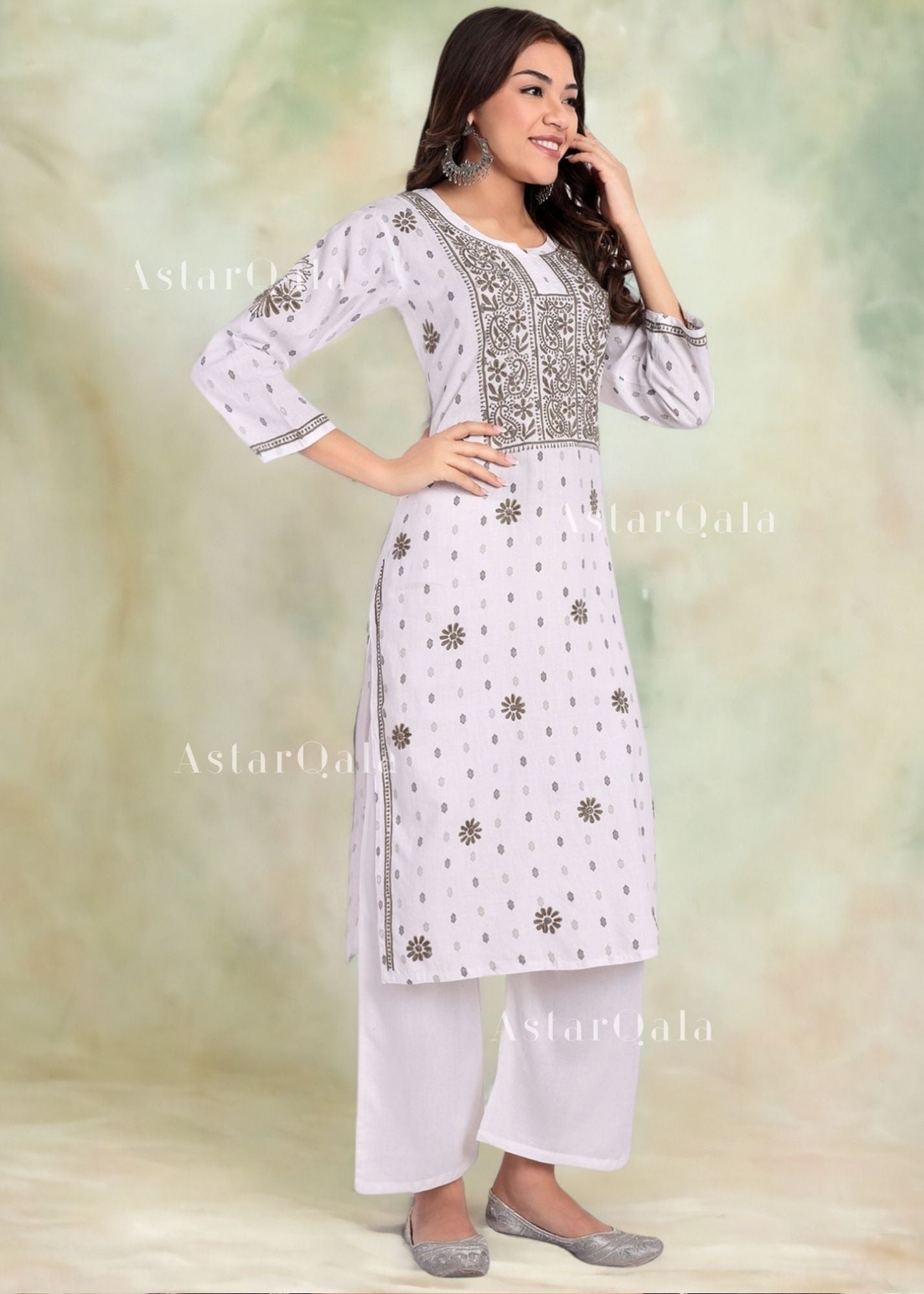 AstarQala - Eshra Chikankari Cotton Kurta For Women's - - 144