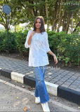 Nura Chanderi Straight Chikankari Short Kurti Top - Kashmiri & Lucknowi