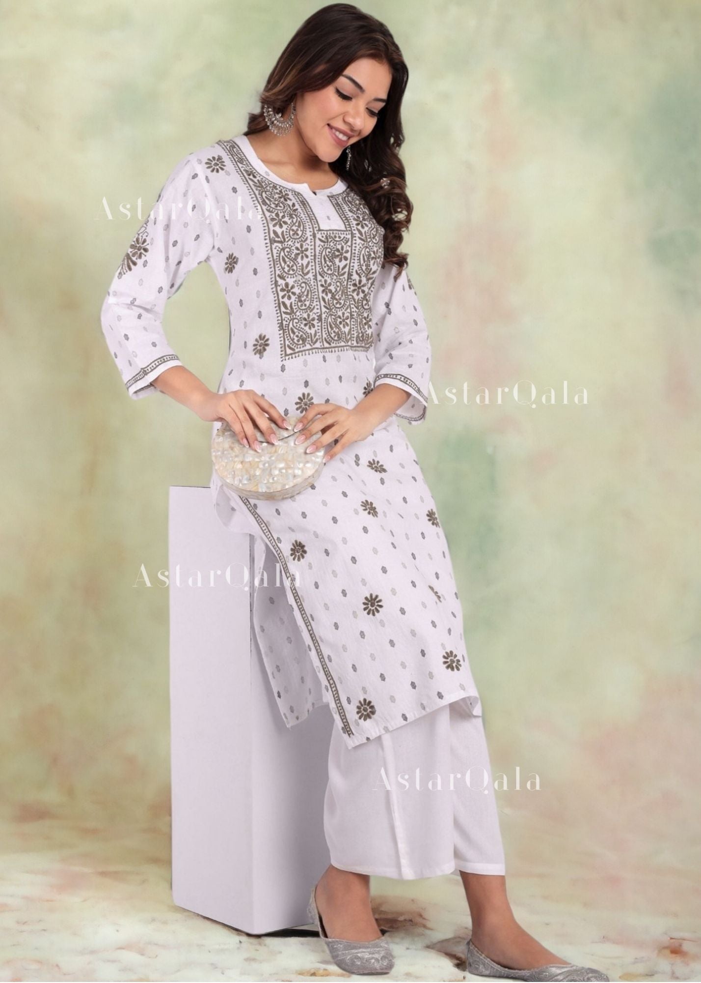 AstarQala - Eshra Chikankari Cotton Kurta For Women's - - 146