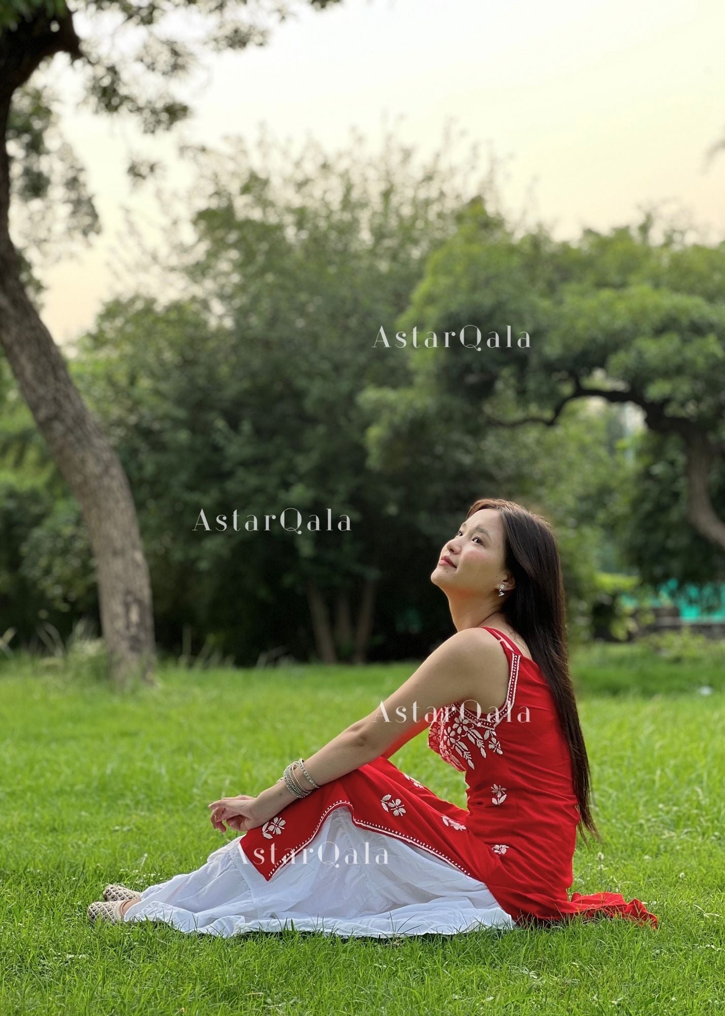 AstarQala - Bushra Rayon Chikankari Sleeveless Long Strap Kurti - - 159