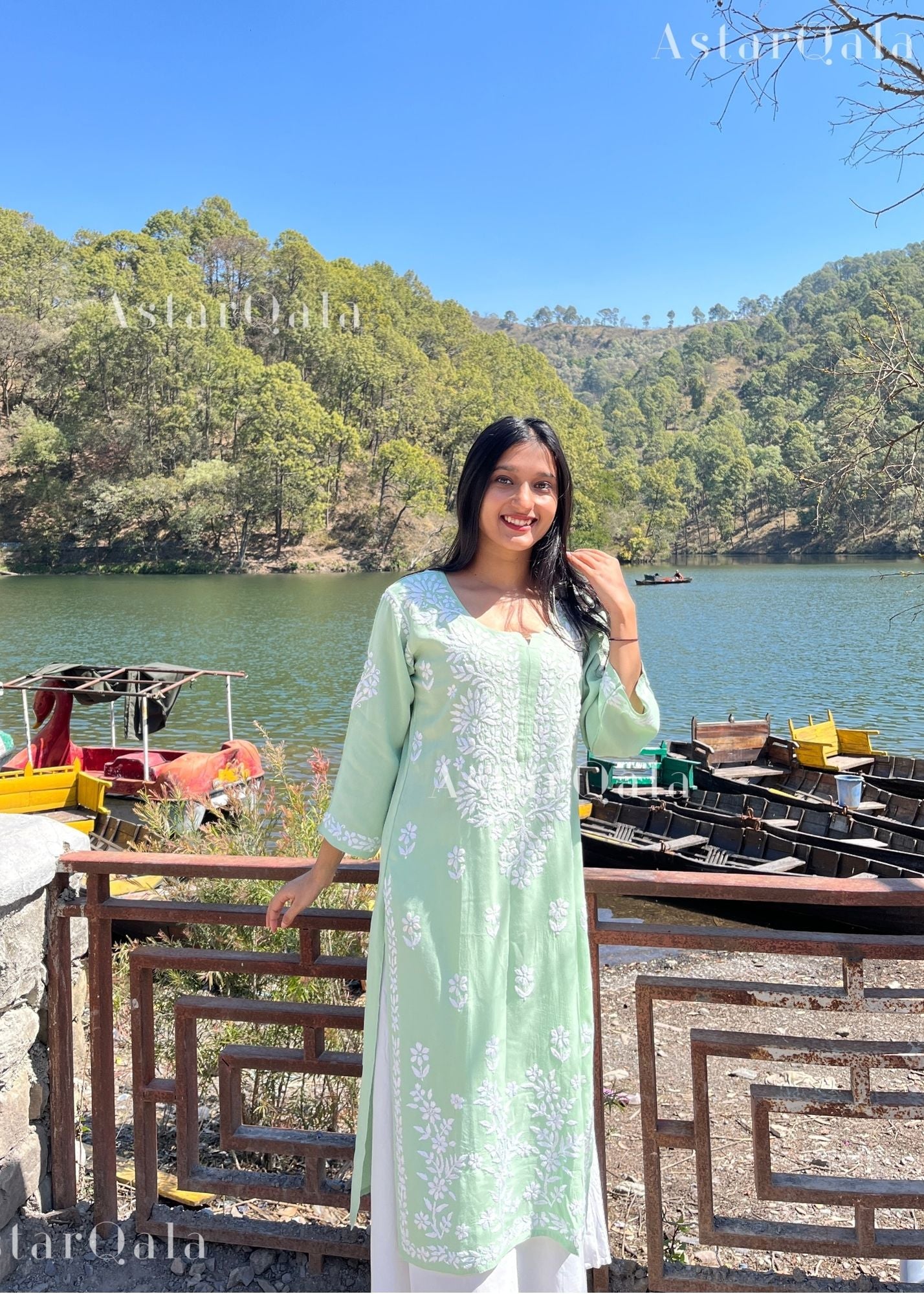 AstarQala - Hira Modal Long Straight Chikankari Kurta & Kurta Set For Women - Light Green - 161_1f72e5b1-d17e-432d-afa7-1a4683bba334