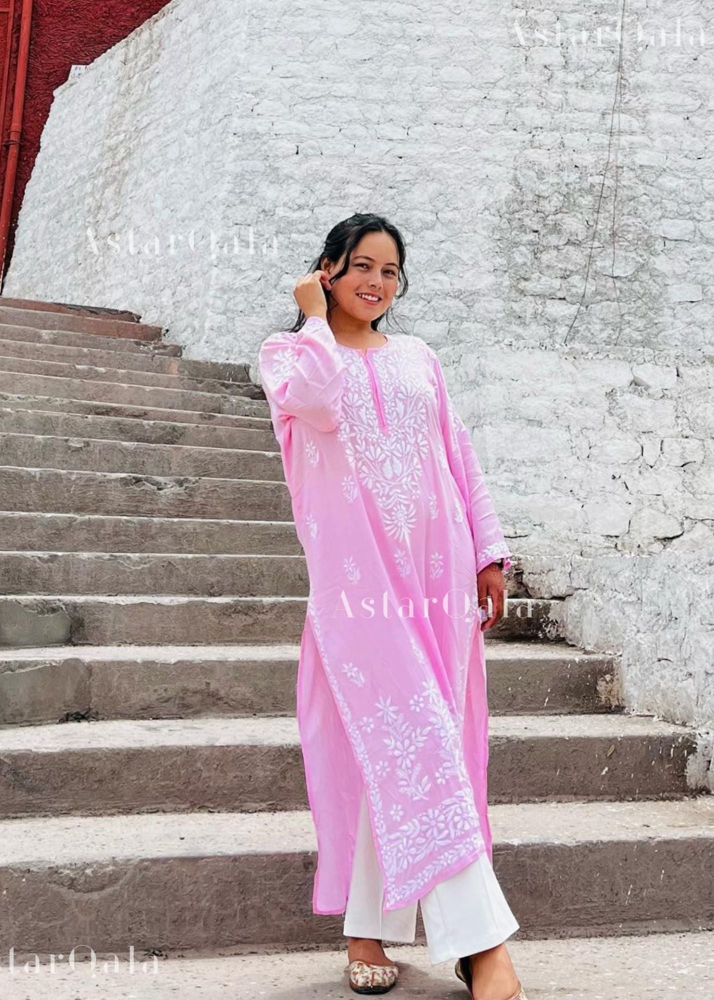 AstarQala - Hira Modal Long Straight Chikankari Kurta &amp; Kurta Set For Women - - 167