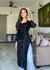 AstarQala - Mehar Chanderi Chikankari Straight Long Kurta For Women - Black - 172