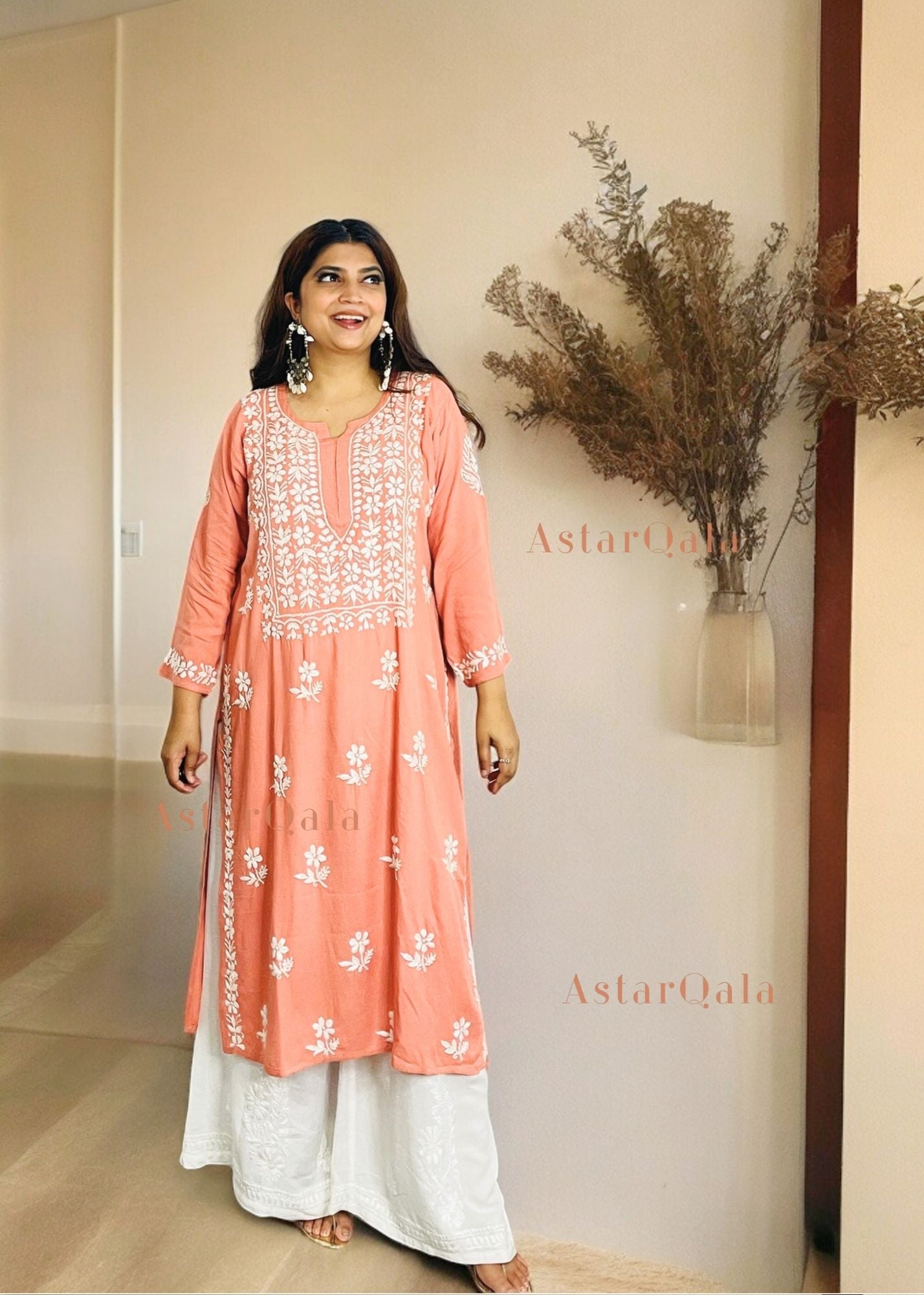 AstarQala - Chandani Chikankari Rayon Straight Kurta For Women - - 17_7a2875f8-56ea-4772-812e-c38cfe82600c