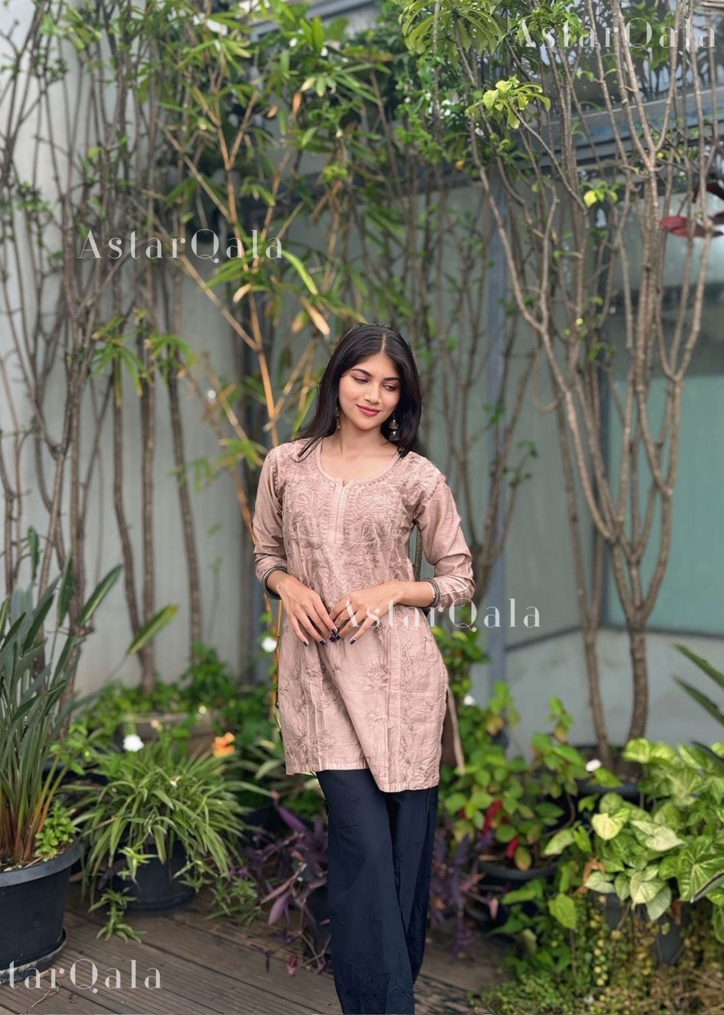 AstarQala - Dua Cotton Chikankari Short Kurti Top For Women&#39;s - - 186