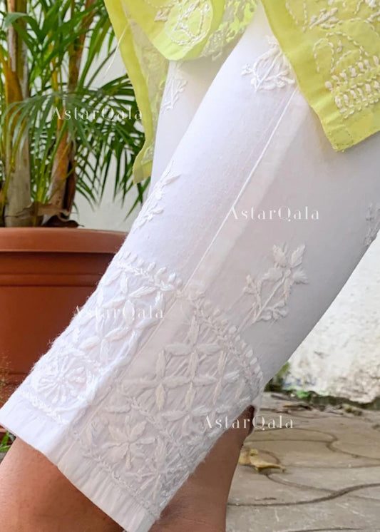 Leena Straight Cotton Chikankari Pants