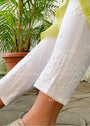 AstarQala - Leena Straight Cotton Chikankari Women's Pants - White - White XXS-3XL - 197