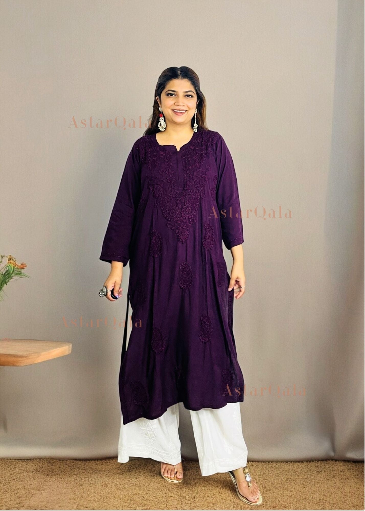AstarQala - Safina Rayon Cotton Chikankari Solid Women&#39;s Long Kurta - - 19_4b495de0-2df7-4810-88b3-83af7675b920