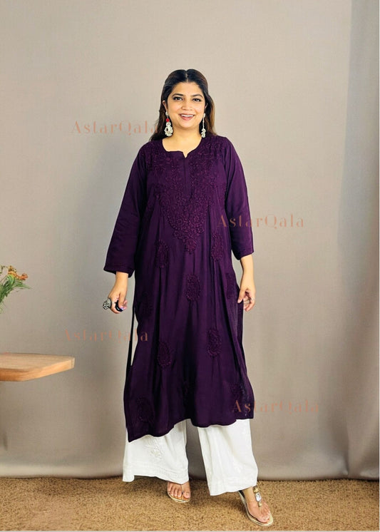 Safina Rayon Cotton Chikankari Solid Women's Long Kurta