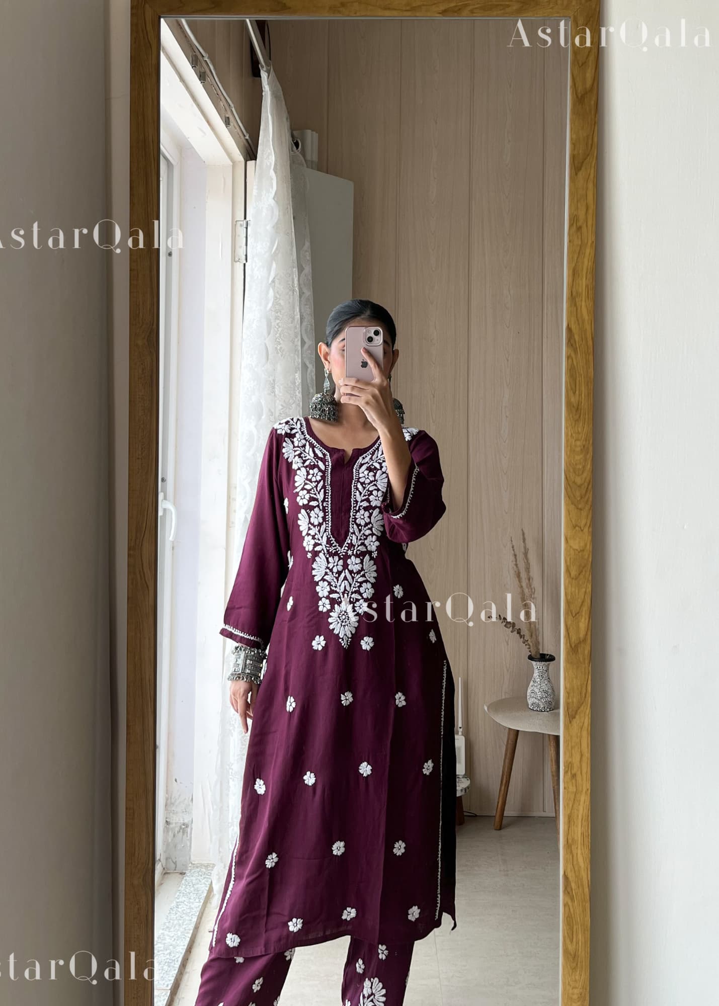 AstarQala - Ada Chikankari Rayon Straight Kurta Set For Women - - 201