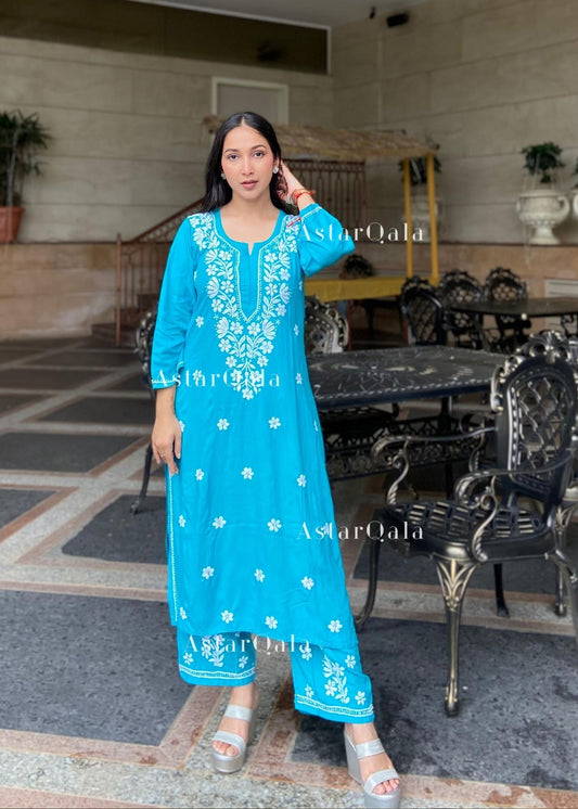 Ada Chikankari Rayon Straight Kurta Set For Women