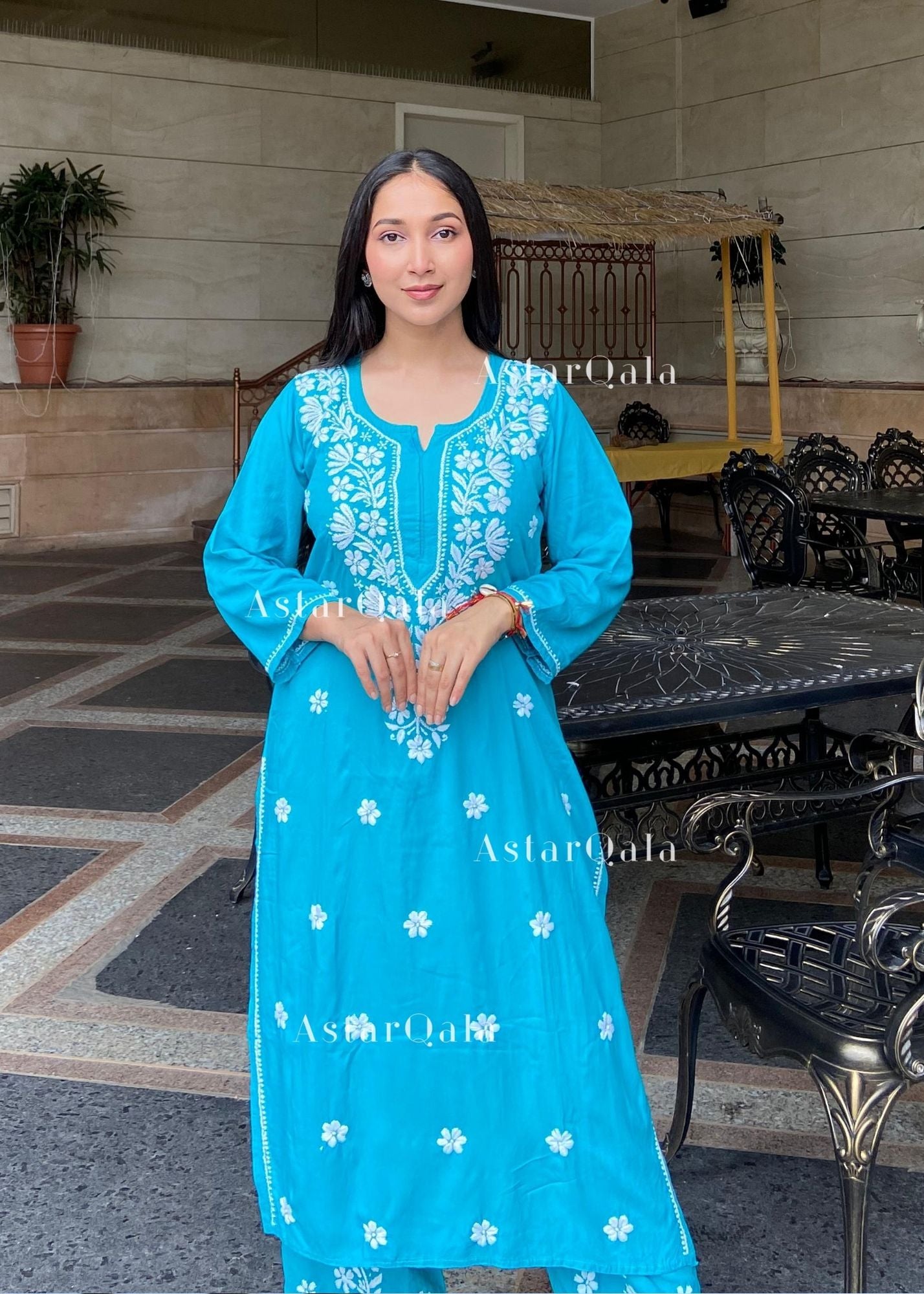 AstarQala - Ada Chikankari Rayon Straight Kurta Set For Women - - 208_3499f1c7-69d7-414c-ac8f-006a387a2da3