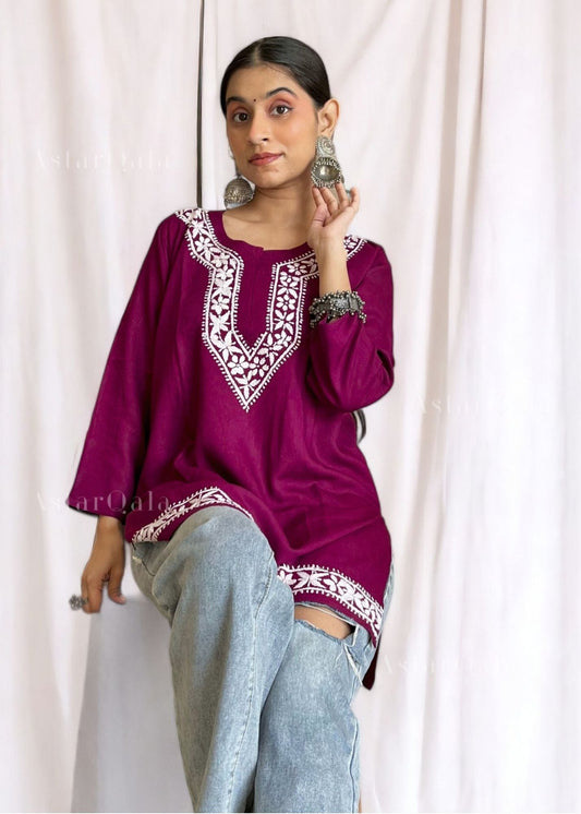 Heer Chikankari Rayon Straight Short Kurta Top