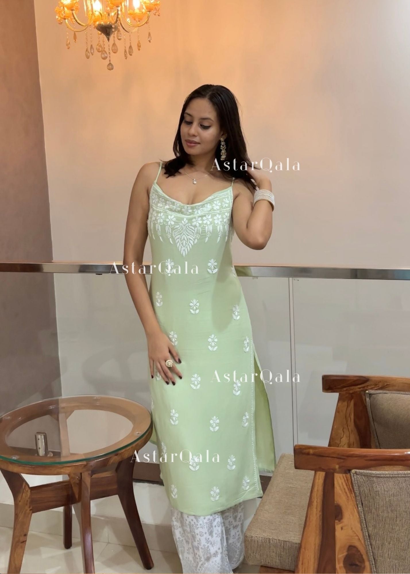 AstarQala - Bushra Rayon Chikankari Sleeveless Long Strap Kurti - - 213_9a7682c8-6eba-49a0-886f-b903078cacf1
