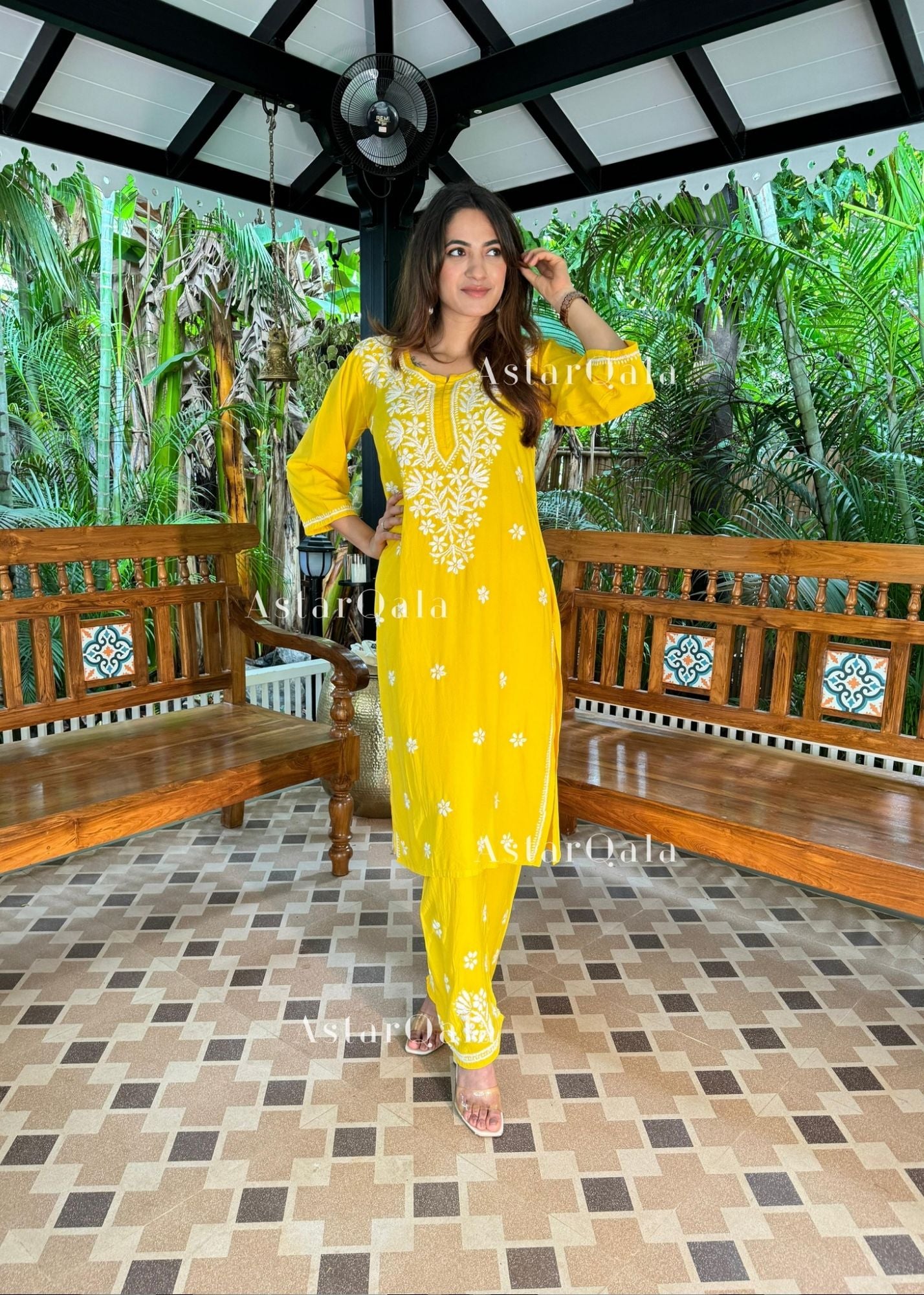 AstarQala - Ada Chikankari Rayon Straight Kurta Set For Women - - 218_e0216cda-06e5-4798-8536-fd07be7a2423