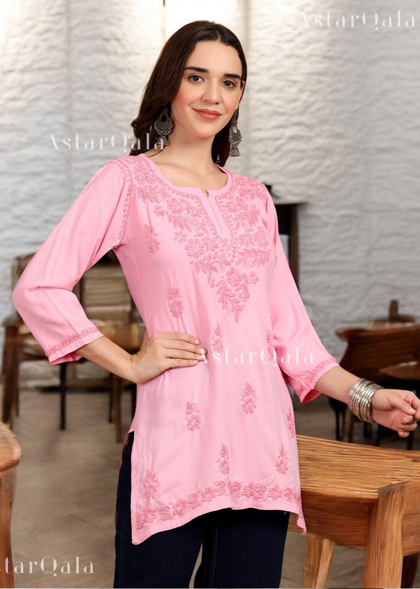 AstarQala - Taya Chikankari Rayon Short Kurti Top - - 225_ac248ed3-884e-49ae-b990-b99c33237929