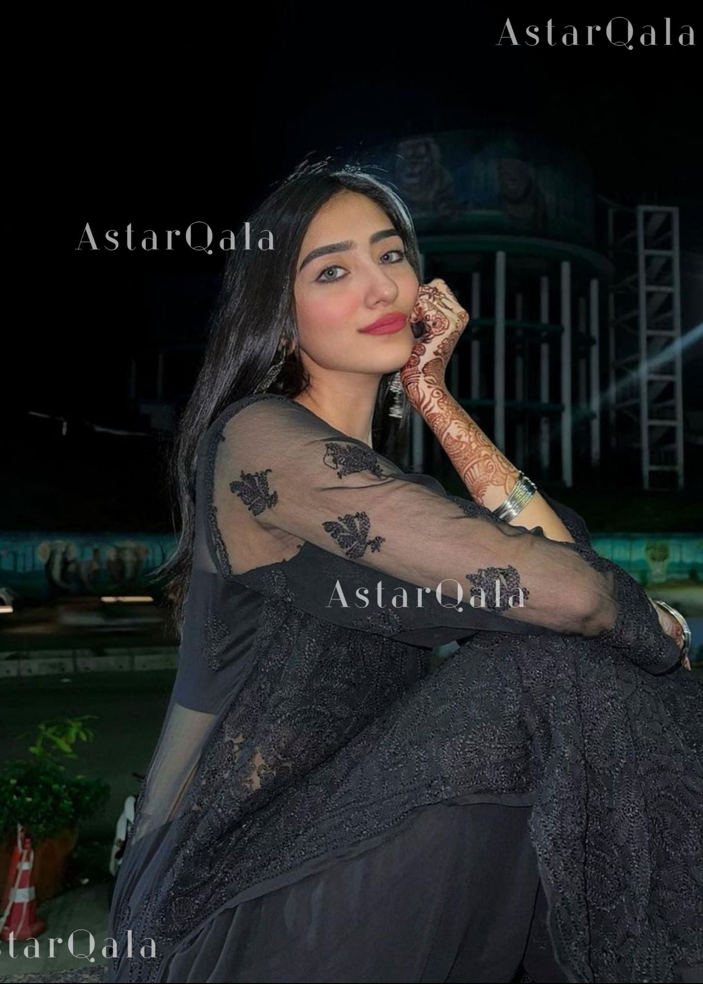 AstarQala - Sada Premium Viscose Georgette Long Lucknowi Chikankari Kurti For Women - Black - 22_287b8a3d-b091-4641-8b75-8582e333a994