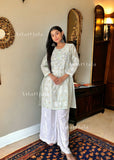 Chanderi Chikankari Straight Sold Women's Kurta