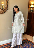 Chanderi Chikankari Straight Sold Women's Kurta