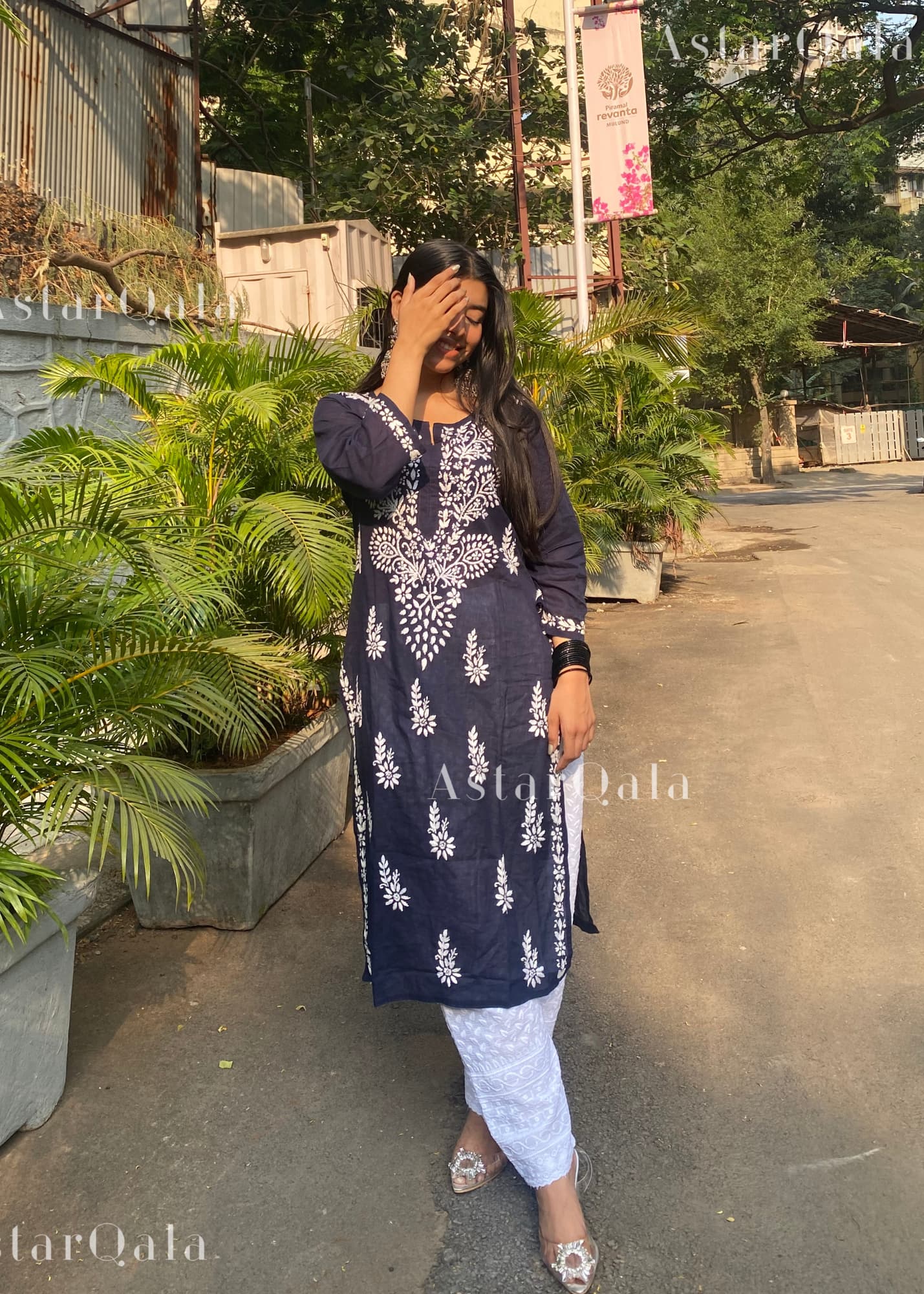 AstarQala - Naina Mulmul Straight Chikankari Kurta For Women - - 234