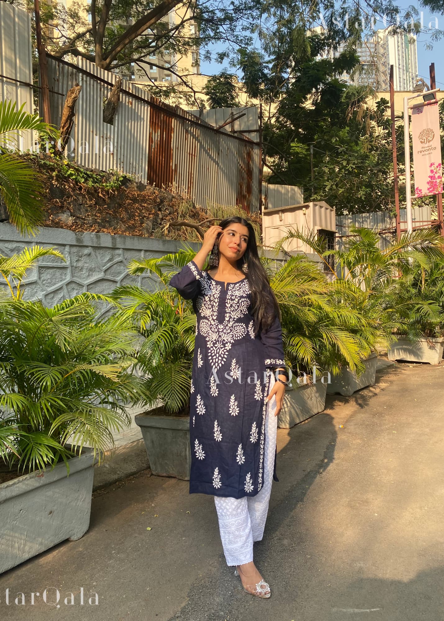 AstarQala - Naina Mulmul Straight Chikankari Kurta For Women - - 236