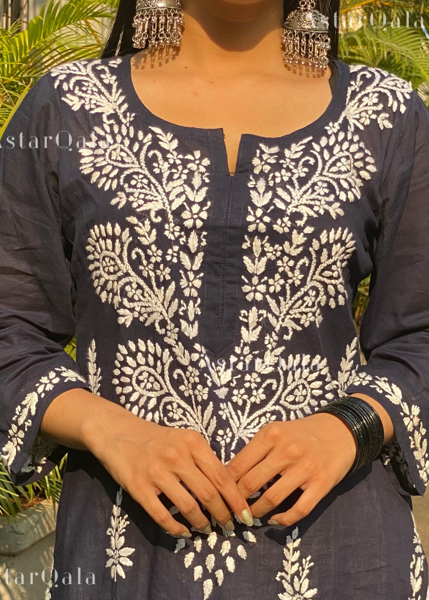 AstarQala - Naina Mulmul Straight Chikankari Kurta For Women - - 238