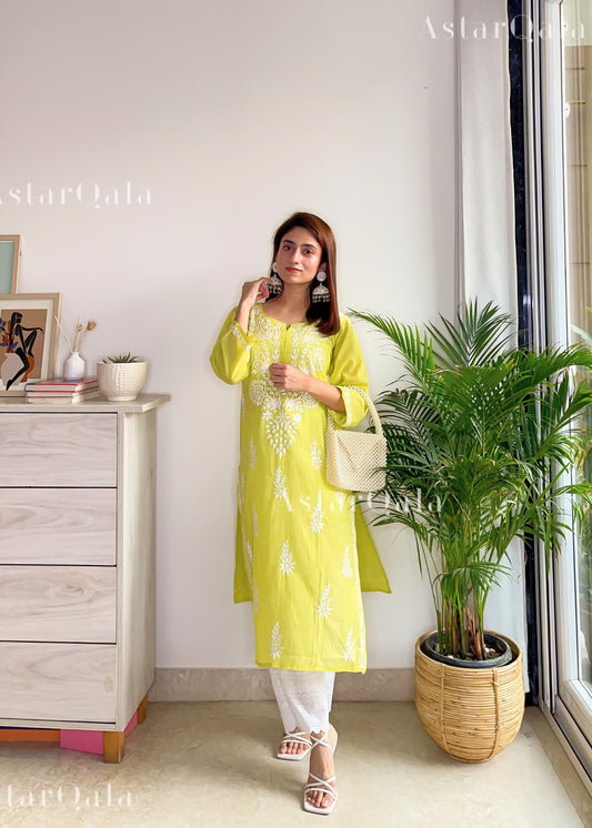 Naina Mulmul Straight Chikankari Kurta For Women