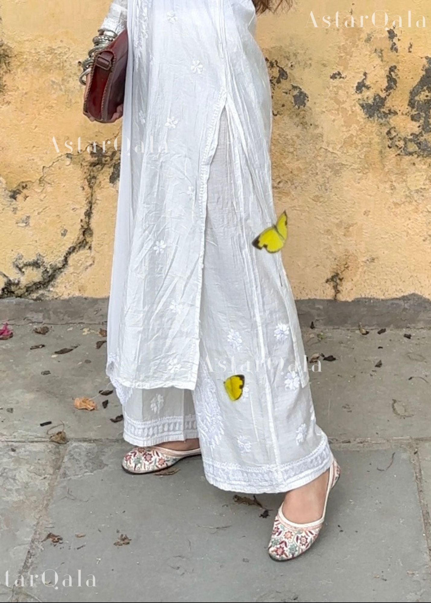 AstarQala - Jai Premium Chanderi Chikankari Palazzo Pants For Women - Free Size White - 241_69c71448-b86c-48d5-9cd0-80c3d97ef9a6