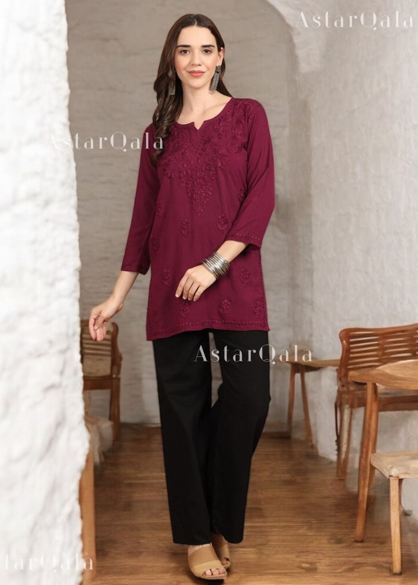 AstarQala - Taya Chikankari Rayon Short Kurti Top - - 247_f05cf5a3-20f8-4866-9685-9bd7921feea6