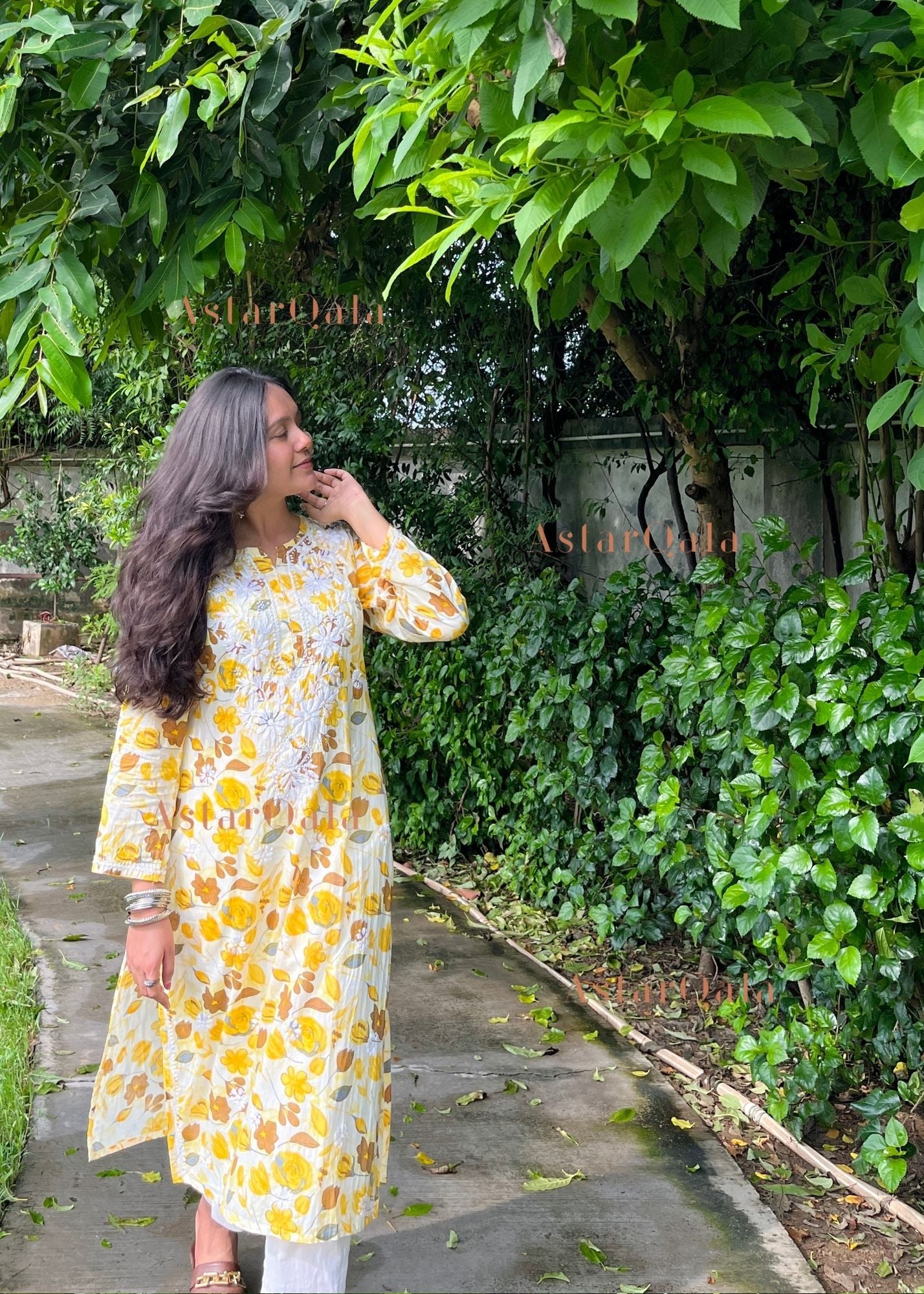 AstarQala - Farheen Mulmul Floral Printed Chikankari Kurti For Women's - - 250_f6319451-2de0-48d3-8601-01476a589262