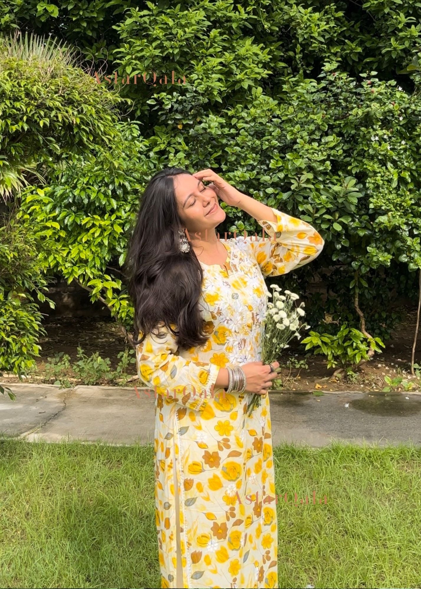 AstarQala - Farheen Mulmul Floral Printed Chikankari Kurti For Women's - - 252_427a2138-bab1-439a-9931-cf2998127854
