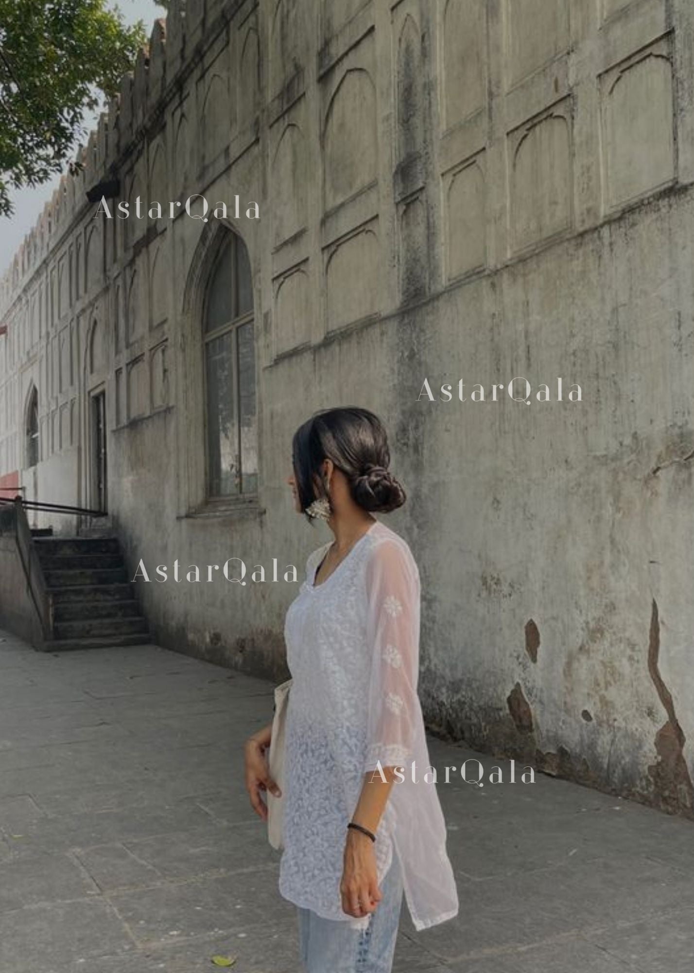AstarQala - Maithili Georgette Straight Chikankari Short Kurti Top For Women - - 260