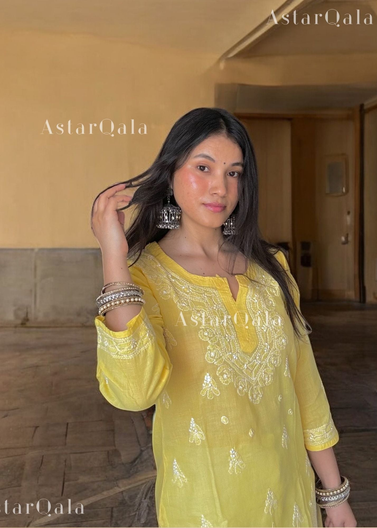 AstarQala - Effat Hand Embroidered Cotton Lucknowi Chikankari Short Kurti Top For Women - - 266_8fde6357-c929-405b-80c8-0c72dfaa6dc9