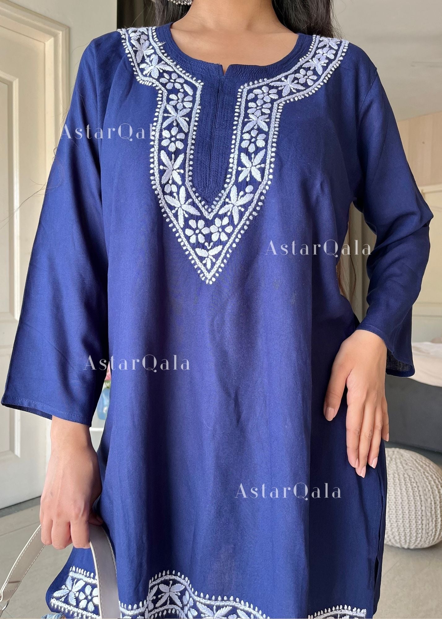 AstarQala - Heer Chikankari Rayon Straight Short Kurta Top - - 268_fa0a4274-2723-4194-af8c-0cd02bfda28f