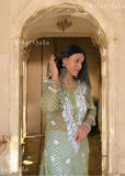 Mahira Leheriya Long Kota Doria Chikankari Kurta For Women