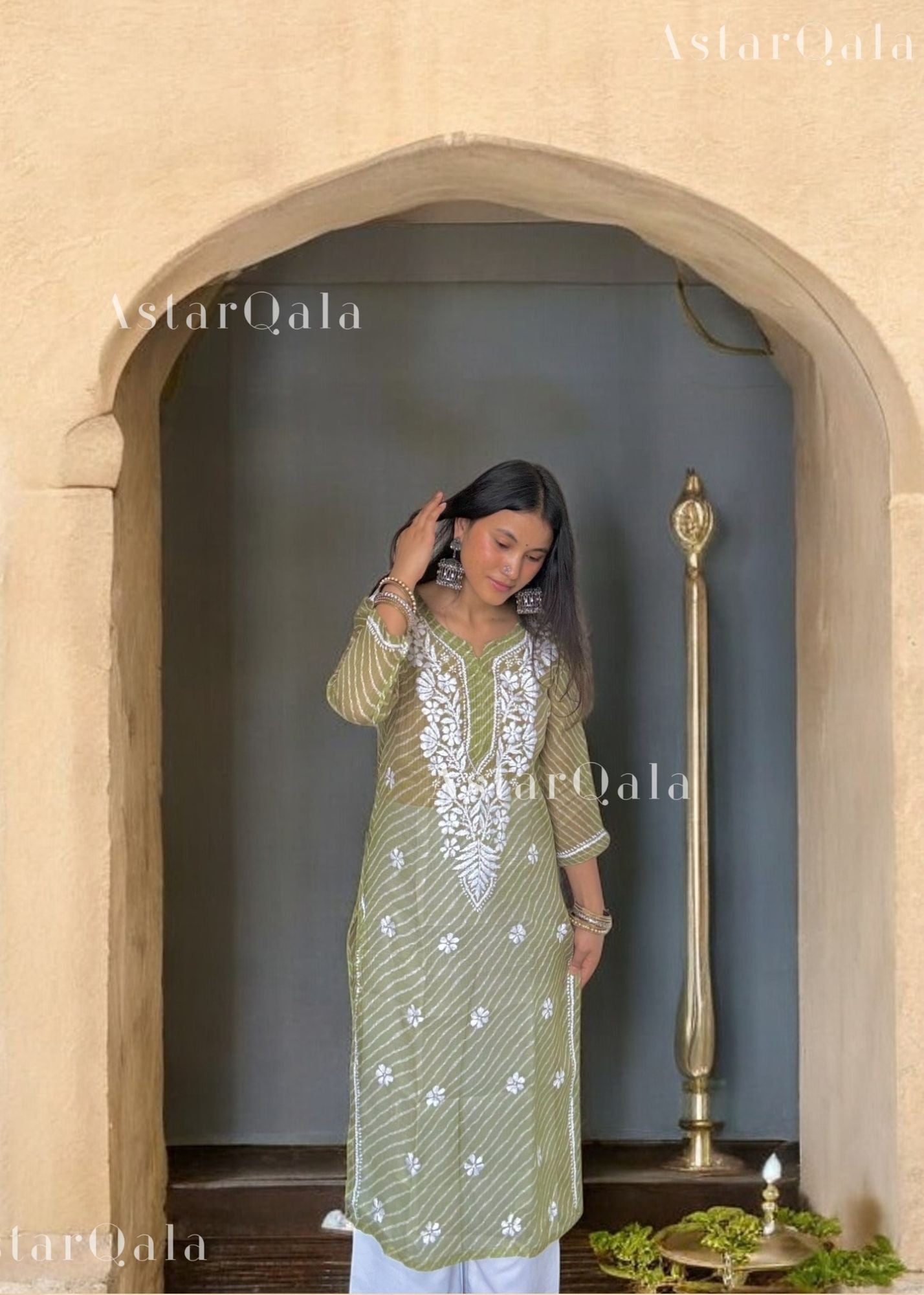 AstarQala - Mahira Leheriya Long Kota Doria Chikankari Kurta For Women - - 271_12bae402-79bd-4034-9354-23a11c3de428