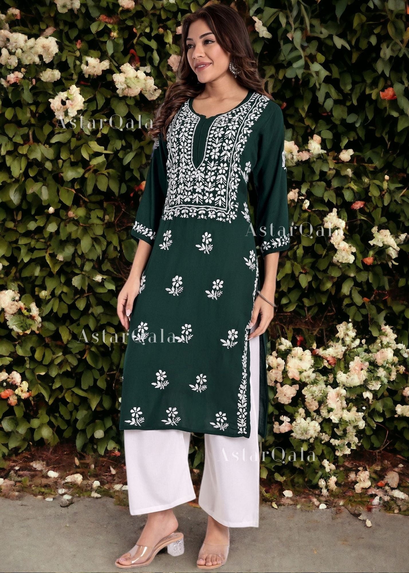 AstarQala - Chandani Chikankari Rayon Straight Kurta For Women - - 275