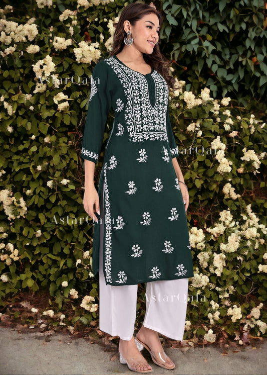 Chandani Chikankari Rayon Straight Kurta For Women