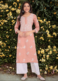 Chandani Chikankari Rayon Straight Kurta For Women