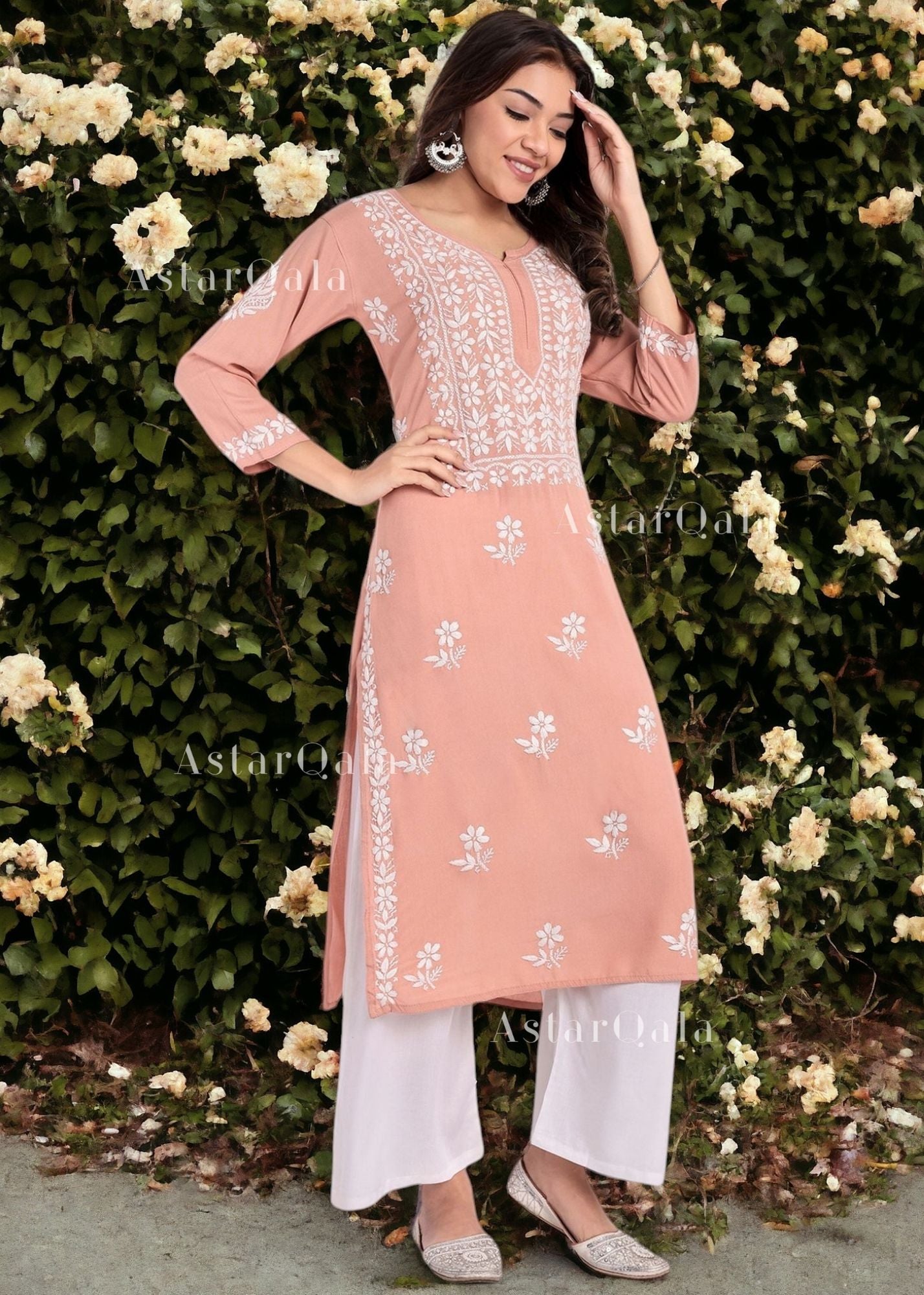 AstarQala - Chandani Chikankari Rayon Straight Kurta For Women - - 279_5f67507e-4549-45c9-9a1d-b3620e6ccae1